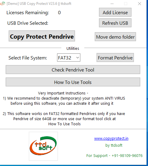 USB Copy Protection Android Win  ttdsoft software